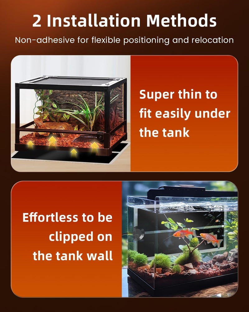 Glow Up 7W Reptile Vivarium Heat Mats, Pets Heating Pad with Temperature Adjustment, Amphibian Tank Warmer for Reptiles, Turtles, Snakes, Lizard, Gecko, Removable Under Tank Reptile Heating Mat, (2X) - Image 5